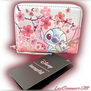 Loungefly Disney Stitch & Scrump Cherry Blossoms Mini Zipper Wallet
